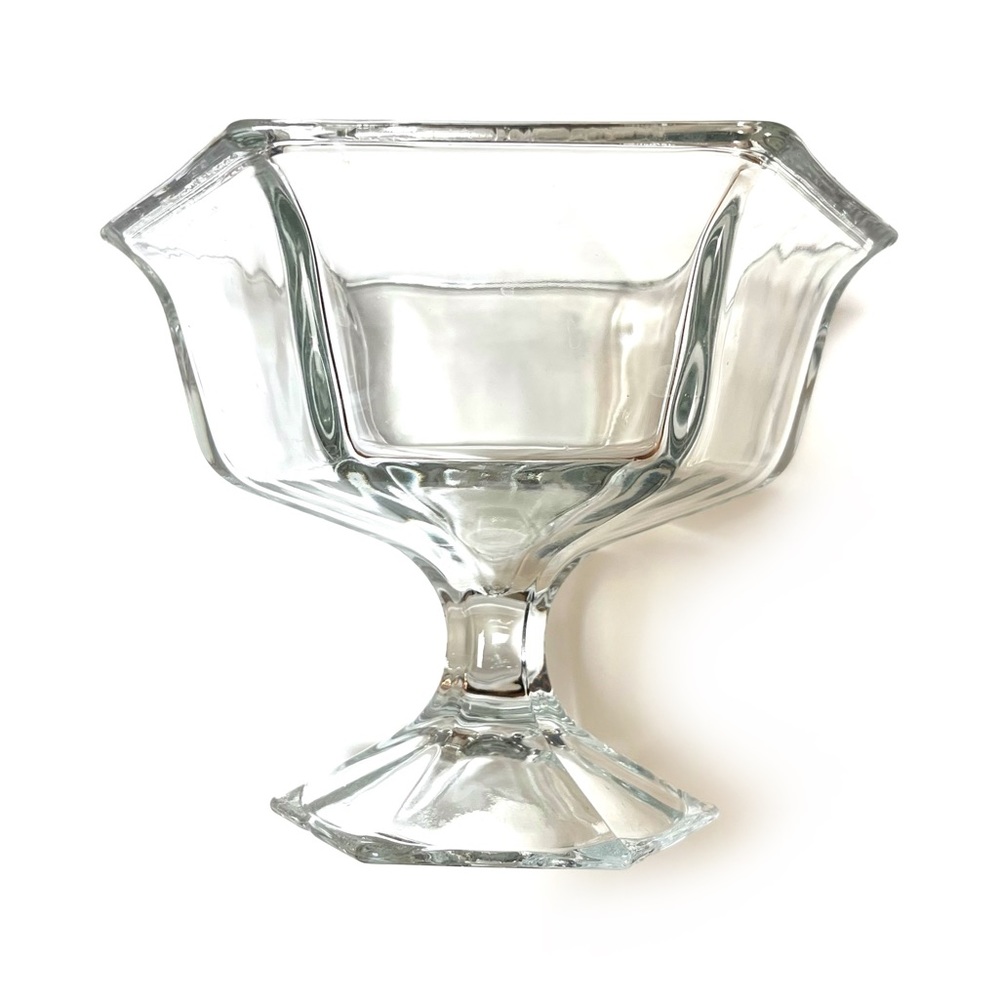 Vintage Hexagon Footed Glass Bowl